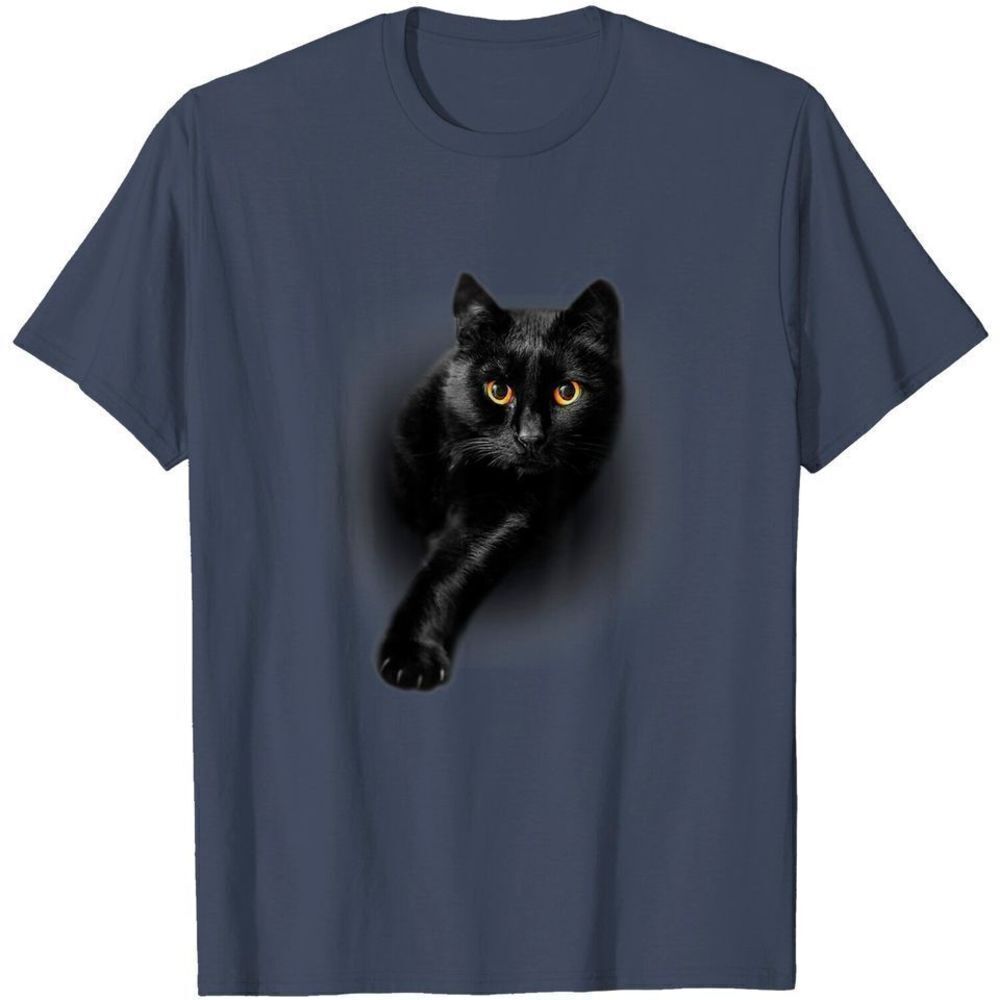 Black Cat Yellow Eyes Gothic Cute Pet Lover Graphic T-Shirt